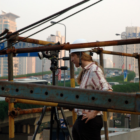 Filming above Shanghai's elevated highway