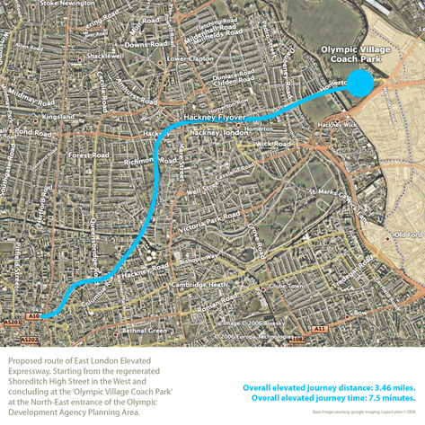 Map with overlay of fictional roads project.