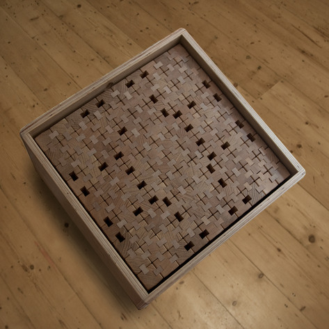 The first of two trays of component blocks